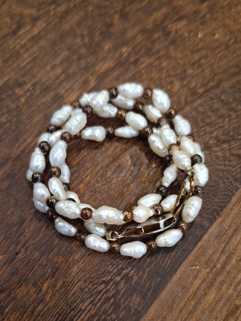 Vintage Freshwater Pearl Seed Bead Necklace, Hook Closure - Picture 3 of 6